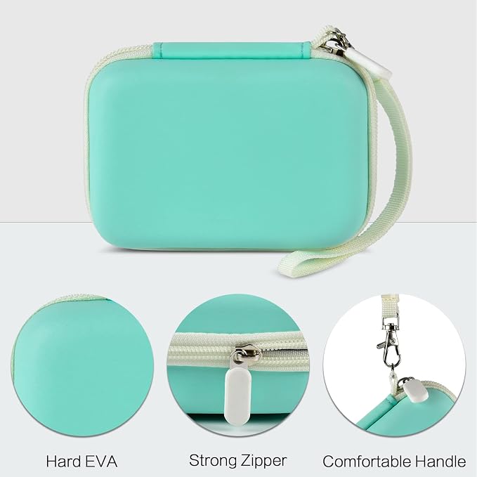Case for Canon Ivy 2 / CLIQ+2/ CLIQ 2/ for KODAK Step Mini Photo Printer | Hard-shell EVA case, Zippered Mesh Pocket Fits Photo Paper & Cable, Securing Straps, Detachable Handle, Case Only, Green - Image 3