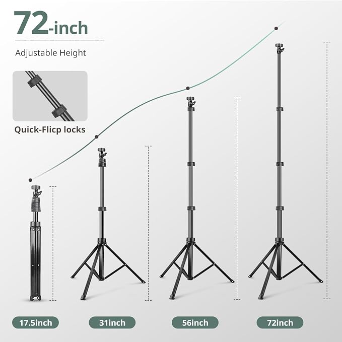 SENSYNE 72" Phone Tripod, Extendable Cell Phone Tripod Stand, Selfie Stick with Wireless Remote and Phone Holder, Compatible with iPhone Android Phone, Camera - Image 4