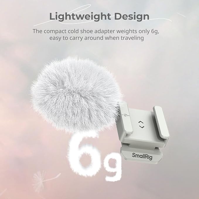 SmallRig Furry Windscreen Kit (2pcs) for Canon EOS R50 V Camera, Cold Shoe Adapter with Wind Muff, Noise-Reduction, Includes Gray and White, for Light Microphone Attachment - 5434 - Image 7