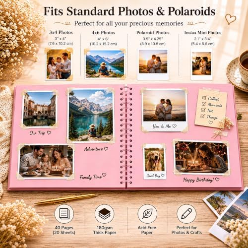 10x10 Inch DIY Scrapbook Album 40 Pages (20 Sheets), Hardcover Kraft Paper - Image 3