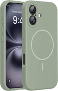 Miracase Silicone & Magnetic for iPhone 16 Case, Patina Green | Compatible with MagSafe, Anti-Scratch Microfiber Lining, Liquid Silicone Case Shockproof Drop Protection Phone Case for 16 by Miracase