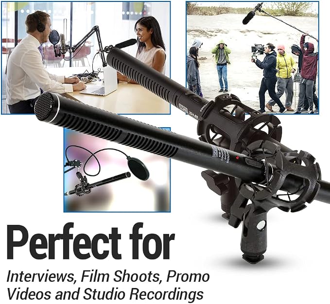 VidPro XM-55 13-Piece Professional Video & Broadcast Unidirectional Condenser Shotgun Microphone Kit - Complete Set Includes 2 Mounts Adapters Cables and More Perfect for Indoor and Outdoor Recording - Image 6