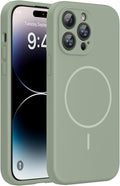 miracase Designed for iPhone 14 Pro Case, [Upgraded Camera Protection], Shockproof Liquid Silicone Rubber Phone Case Cover for 14 Pro 6.1 inch, Patina Green by Miracase