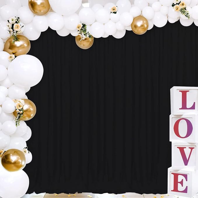 Joydeco Black Backdrop Curtain for Parties, Wrinkle Free Black Curtains Photo Backdrop for Wedding Decor, Birthday Party Graduation Baby Shower Photography(5ft x 8ft, 2 Panels) - Image 5