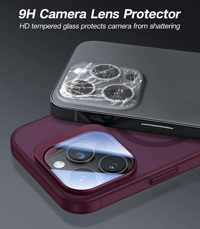VOFATA for iPhone 13 Pro Max Case with Camera Cover Stand [Built-in 9H Camera Lens Protector][Fit for Magsafe] Military Grade Shockproof Translucent Matte Magnetic Phone Case 6.7",Red - Image 2