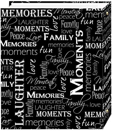 Magnetic Self-Stick 3-Ring Photo Album 100 Pages (50 Sheets), Black & White Words Design - Image 2