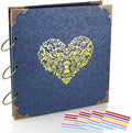 Photo Album DIY Scrapbook (10x10 inch 50 Pages Double Sided) Vintage Hardcover Three-Ring Binder Picture Booth Albums with 6 Colors 408pcs Self Adhesive Photos Corners for Memory Keep (Blue) by ADVcer