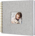 8 x 8 Inch Scrapbook Photo Album, Hardcover Kraft White Pages Arch Window Photo, Memory Book Linen Cover for Photos, Scrapbook Albums for Travel, Wedding Anniversary Christmas Baby 40 Pages, Grey by Sprsthai