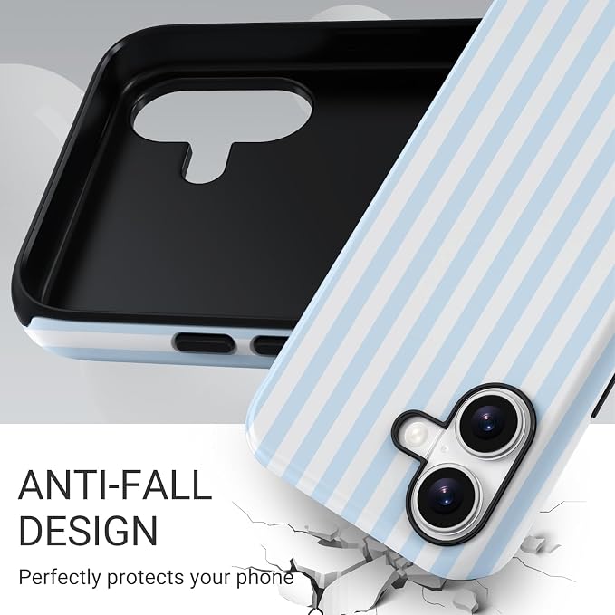 TPU Phone Case for iPhone 17, MagSafe Wireless Charging Compatible, Shockproof Slim Fit Protective Cover with Anti-Yellowing & Raised Camera Protection (Blue Stripe, iPhone 17(6.3")) - Image 5