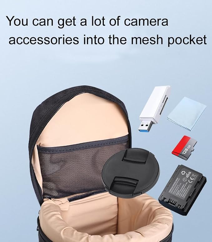 LB3 Deluxe Water-Resistant Camera Lens Pouch Case for Canon EF 100-400mm 100-500 70-200 180mm RF 600 Tamron SP 70-300mm FE 90mm Nikon AF-S 70-200mm & More, Lens Protective Bag - Image 4