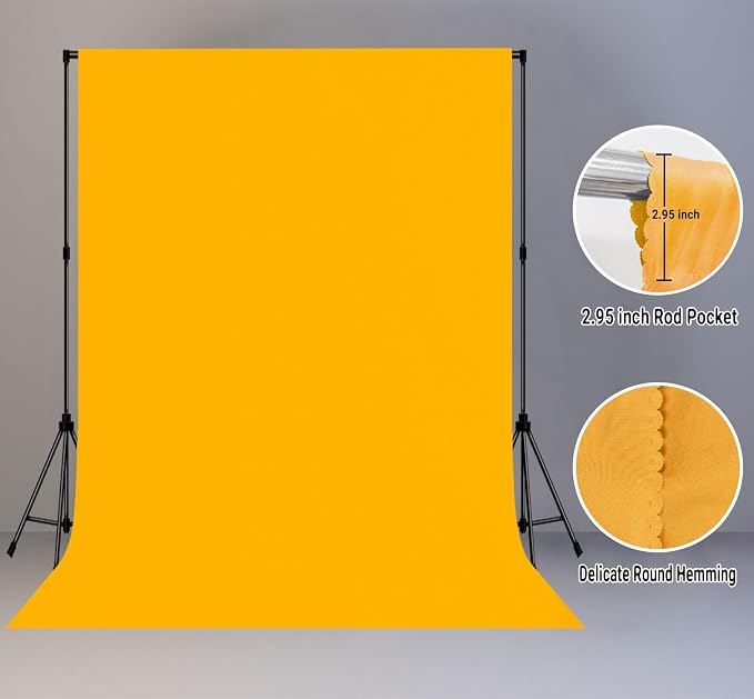 Yellow Photography Backdrop for Photoshoot, Fabric 8x10ft | Polyester Studio Photo Backgrounds, Non Reflective, Easy to Hang, for Portrait Shoot, Product, Party Decor, Video Creation - Image 2
