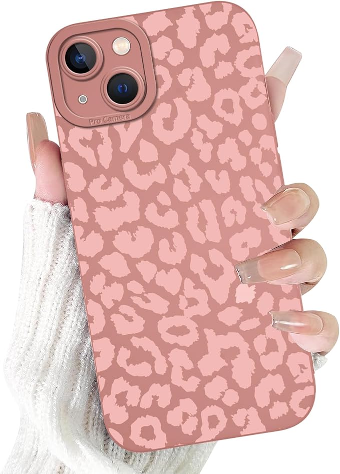 Cute Pink Cheetah Print Phone Case for iPhone 13 Mini 5.4" | Aesthetic Leopard Pattern Design Cover Full Camera Lens Protective Shockproof Soft Slim TPU Funda for Women Girls by Unknown