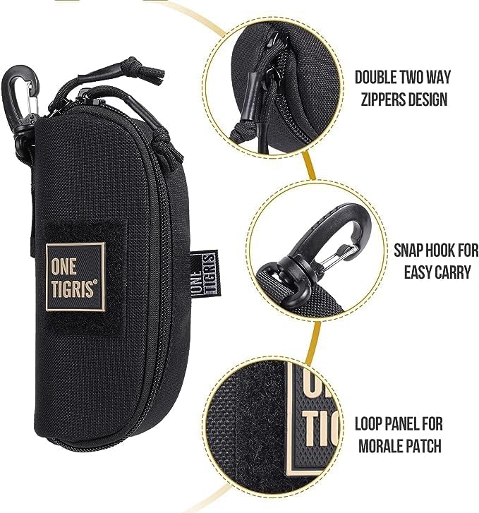 ONETIGRIS Hard Shell Sunglasses Case MOLLE Tactical Eyeglasses Pouch | Fits Most Regular Glasses, 1000D Nylon Glasses Case, Shockproof & Crush-Proof PP Liner, Inner Pocket, Two Way Zipper - Image 5