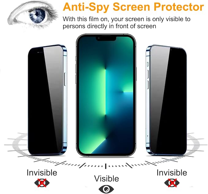 PEHAEL for iPhone 17e/16e/14/13/13 Pro Privacy Screen Protector | 3 Pack, Installation kits, Anti-Spy Private, Anti-Scratch, 9H Tempered Glass, Case Friendly, [6.1 inch] - Image 4