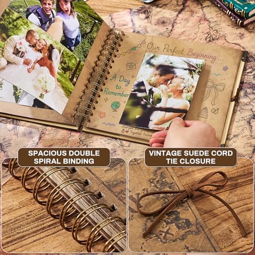 Adventure Book 8x8 Scrapbook Photo Album, Travel Diary with Metal Corner Protectors, 250 gsm Acid-Free Kraft Paper DIY Memory Book for Wedding Guestbook Anniversary, Baby & Family Gifts - Image 5