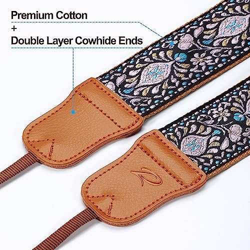 Padwa Lifestyle Pink Floral Vintage Embroidered Camera Strap - 2" Wide Cowhide Head Camera Straps,Pure Cotton Woven Shoulder & Neck Strap for All DSLR Cameras,Great Gift for Men & Women Photographers - Image 2