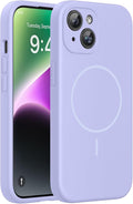 miracase Magnetic for iPhone 14 Plus Case, [Soft Anti-Scratch Microfiber Lining], Compatible with MagSafe, Silicone Shockproof Protection Phone Case for iPhone 14 Plus,Light Purple by Miracase