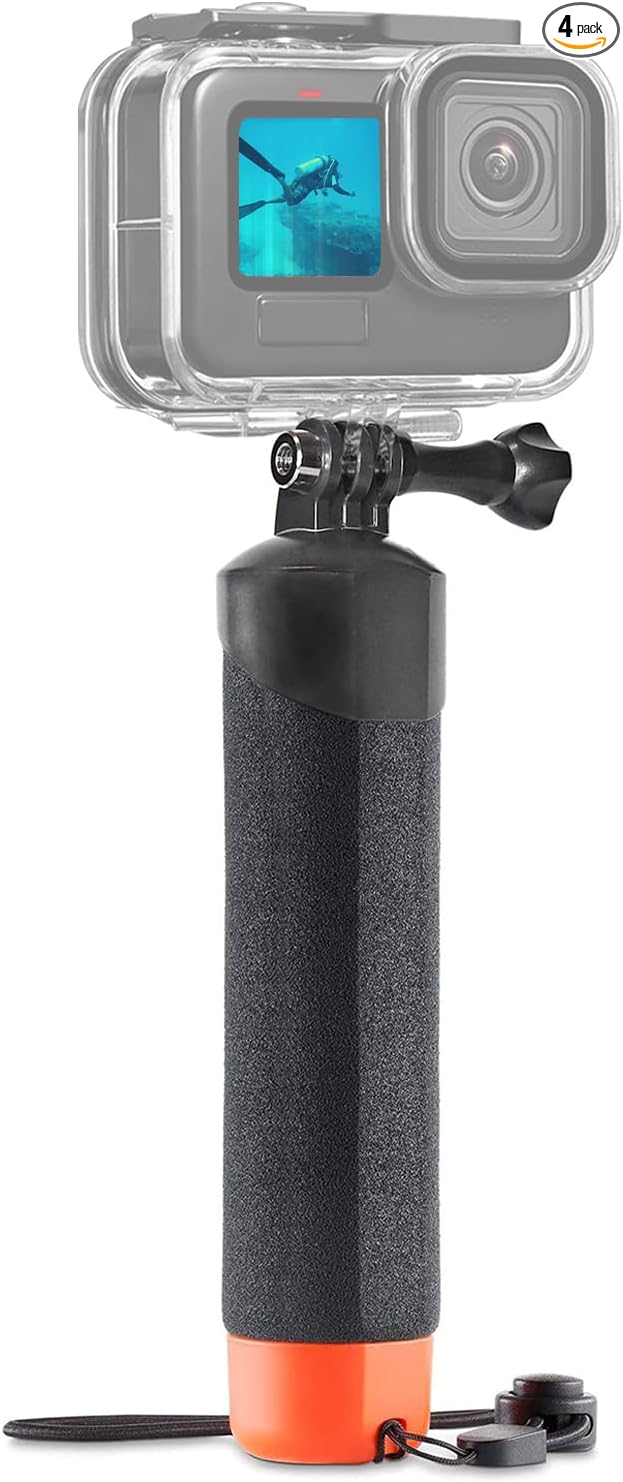 FitStill Waterproof Monopod Floating Hand Grip for Go Pro Hero 13/12/11/10/9/8/7/6/5/4k/max, DJI Osmo Action 6/5 pro/4/3, Insta 360 ace pro 2/X5/X4 Underwater Selfie Stick Grip by FitdesignkeepitFitStill