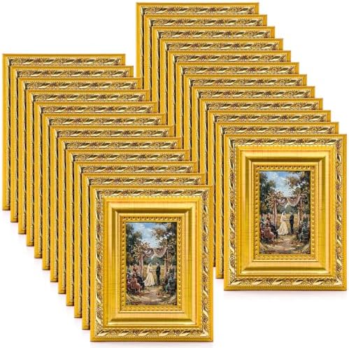 24 Pcs 2 x 3 Inch Small Gold Picture Frames Bulk Vintage by Unknown