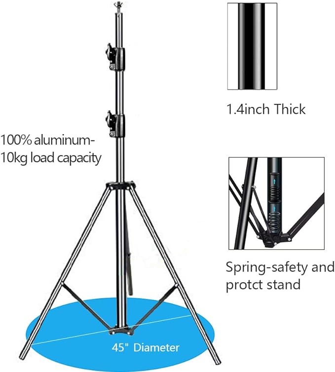 SLOW DOLPHIN Photo Video Studio 12ft (W) x 10ft (H) Heavy Duty Adjustable Photography Backdrop Stand Background Support System Kit with Carry Bag - Image 4