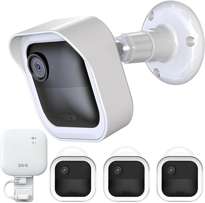 All-New Blink Outdoor Camera Housing and Mounting Bracket for Outdoor 4/2K+ | 3 Pack Protective Covers for Blink Outdoor Camera, 360°Adjustable Blink Wall Mount, Blink Sync Module Outlet Mount, White by Pefecon