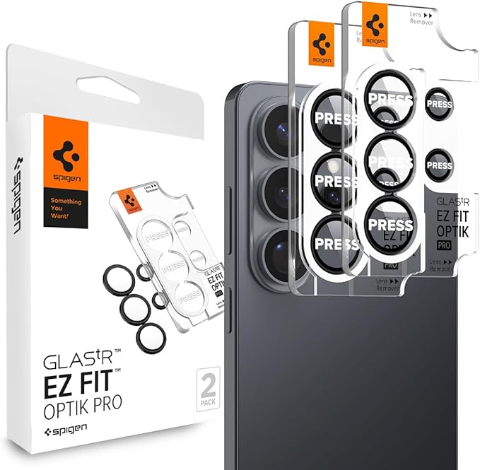 Spigen Camera Lens Protector for Galaxy S26 Ultra - Black [2 Pack] | GlasTR EZ Fit Optik Pro, 9H+ Tempered glass, Scratch resistant, Original photo quality, Auto-align tray, Case-friendly by Unknown