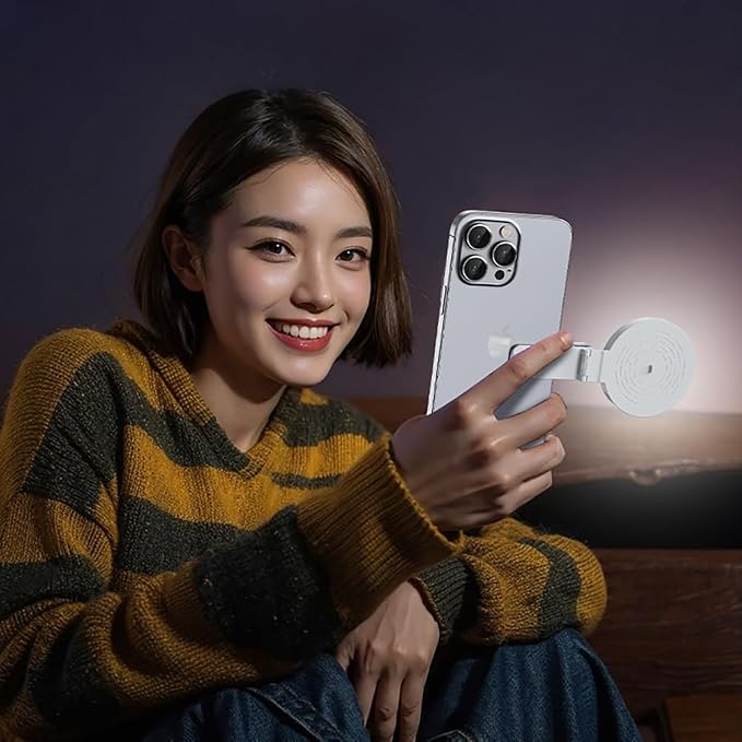 Phone Light, Clip-On Selfie Light with Mirror, Adjusted 3 Lighting Modes, 2 Level Light Brightness, Portable Ring Light for Makeup, Selfie, Video Conference, TikTok, Vlog - Image 5