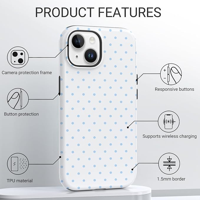 TPU Phone Case for iPhone 14, MagSafe Wireless Charging Compatible, Shockproof Slim Fit Protective Cover with Anti-Yellowing & Raised Camera Protection (Polka dot 3, iPhone 14) - Image 4