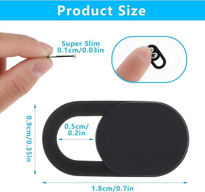 Thin Webcam Cover Slide, 8PCS Phone Camera Cover | Laptop Camera Blocker Slider Strong Adhesive Protect Privacy Security Compatible with Tablet Desktop PC Smartphones(Black) - Image 3