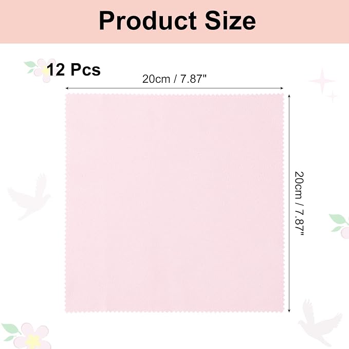 uxcell 12 Pcs Microfiber Cleaning Cloth for Glasses, 8 x 8 Inch Eyeglass Cleaning Cloth, Glasses Cleaner Wipes for Electronics Lenses Screens Cameras Cell Phones, Pink - Image 2