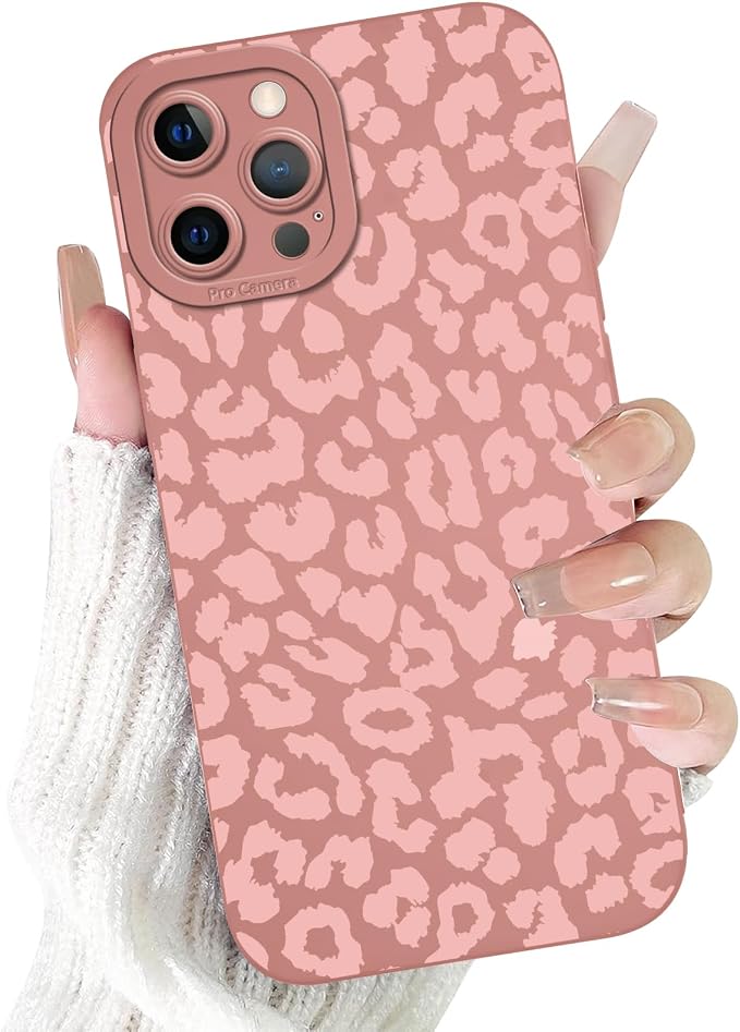 Cute Pink Cheetah Print Phone Case for iPhone 12 Pro 6.1" | Aesthetic Leopard Pattern Design Cover Full Camera Lens Protective Shockproof Soft Slim TPU Funda for Women Girls by Unknown