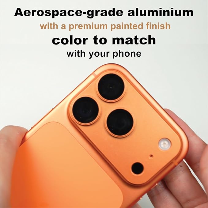 for iPhone 17 Pro Camera Lens Protector, 2 Pack | Aerospace-Grade Aluminium | Full Protective Cover | Anti-Glare Sapphire Glass | Colour-Matched Finish Cosmic Orange - Image 2
