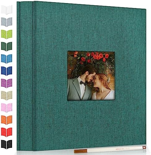Artfeel Photo Album Self Adhesive Scrapbook Album for 3x5 4x6 5x7 8x10 Pictures,60 Pages Linen Cover with Display Window DIY Photo Book,Ideal Gifts for Family Travel Wedding Baby by Artfeel