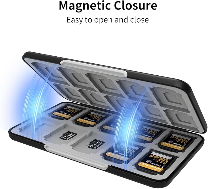 Memory Card Case with 40 Card Slots for SD and Micro SD Cards | Portable SD Card Holder, Hard ABS Shell with Soft Silicone Lining, Precise Card Slots,Magnetic Closure for daily travel - Image 4