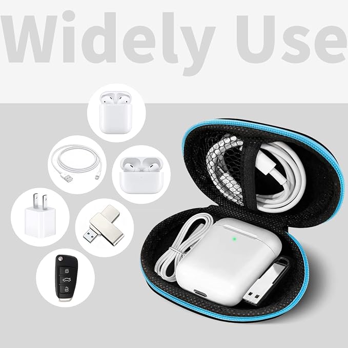 1 Pack Oval Earbud Case, Blue | Portable EVA Carrying Case, For Wired/Wireless Headphones, SD Card Storage, Camera Chip - Image 2
