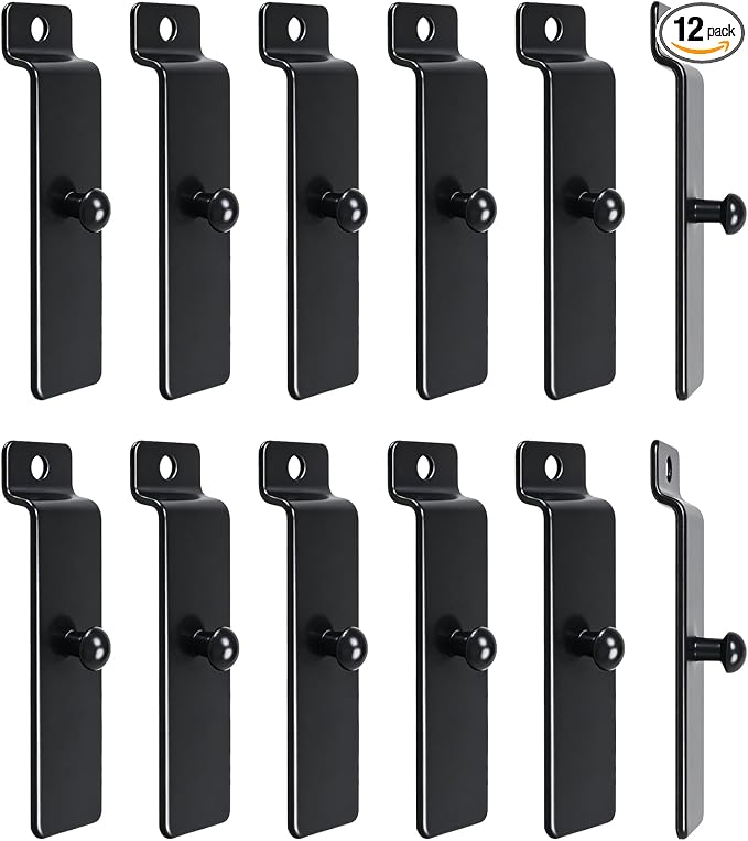 12Pcs Utility Hooks, Heavy Duty Black Metal Slatwall Hooks, Slatwall Accessories for Kitchen Peg Board, Panel Wall Hangers, Gridwall Hooks for Commercial Office Display Picture Photo Painting by Hdtyyln