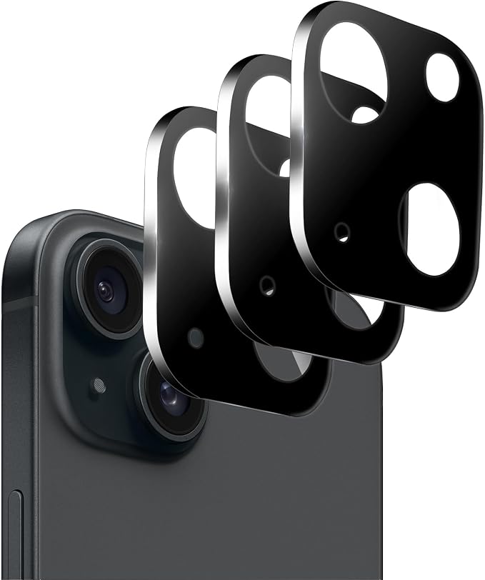 Dengduoduo 3 Pack Tempered Glass Camera Lens Protector for iPhone 15 6.1" & for iPhone 15 Plus 6.7", Ultra HD, 9H Hardness, Anti-Scratch, Case Friendly, Easy to Install [No Affect on Night Shots] by Dengduoduo