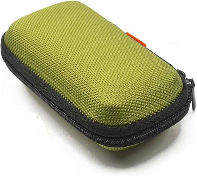 Green Rectangle Small EVA Case, Lightweight Hard Shell Zipper Pouch | Mesh Inner Pocket, Universal Bag for Wired/Bluetooth Headset, Charger, Change Purse, USB Cable by GLCON