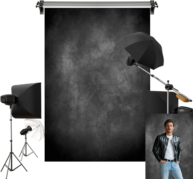 Kate 8x8ft/2.5x2.5m Dark Backdrop Black Abtract Texture Portrait Photo Backgrounds Photography Studio Props by KateBackdropforPhotography
