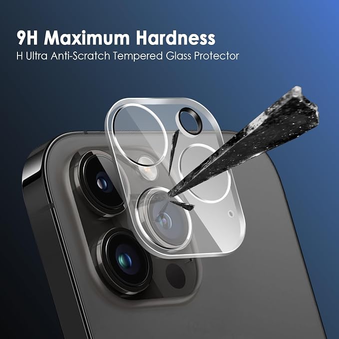 FanTEK Camera Lens Protector Compatible with iPhone 13 Pro / 13 Pro Max, 9H Tempered Glass Camera Screen Cover, Ultra HD Clear Acrylic Full Coverage Guard, Case Friendly - Image 3