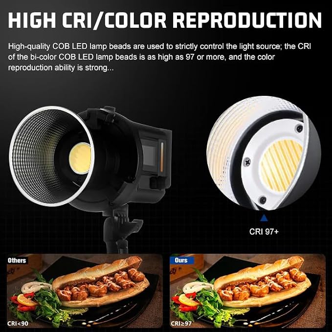 REFLEX CAMERA Professional 80W Handheld LED Photography Light – Portable Studio Video Light, Continuous Lighting for Photography, Handheld LED Spotlight. 3200-5600K 18000lux/1m CRI97 12 Effects + RGB - Image 8