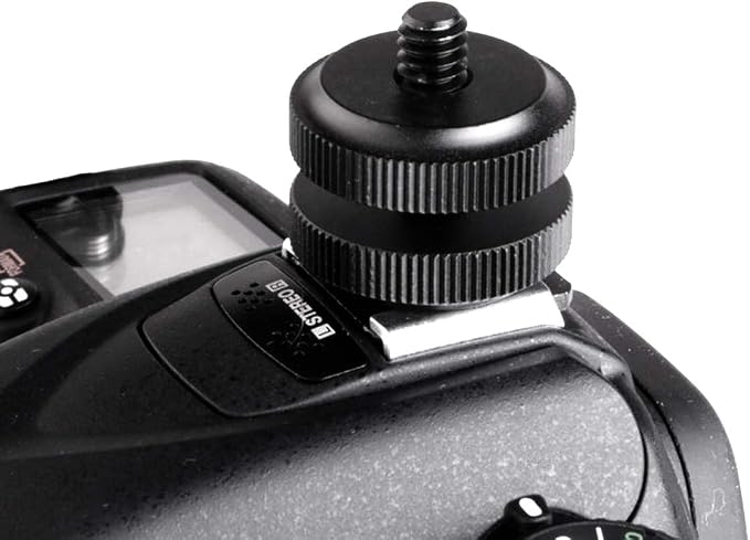 (2 Packs) Fotasy Hot Shoe to 1/4 Adapter, Camera Hot Shoe Mount Adapter, Flash Shoe to 1/4"-20 Male Post Adapter with Locking Disk - Image 2