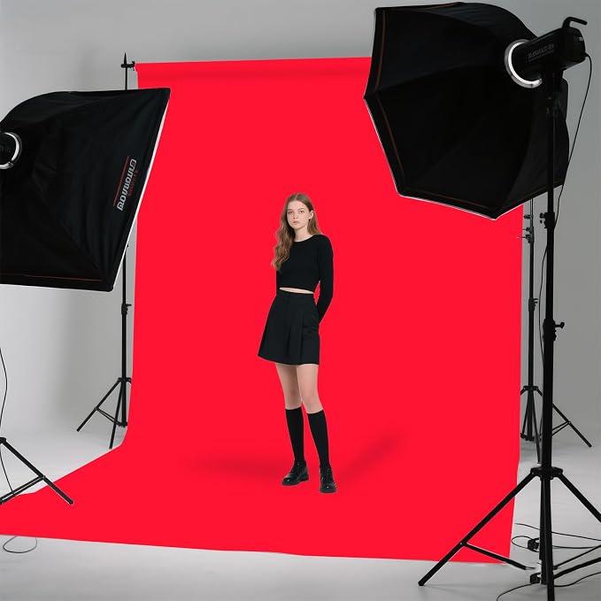 Red Photo Backdrop for Photoshoot Background Photography 8x10ft | Polyester, Seasonal Professional, Party Fashion Studio, Streaming Video Shooting - Image 4