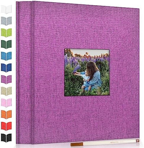 Artfeel Photo Album Self Adhesive Scrapbook Album for 3x5 4x6 5x7 8x10 Pictures, 60 Pages Linen Cover with Display Window DIY Photo Book,Ideal Gifts for Family Travel Wedding Baby by Artfeel