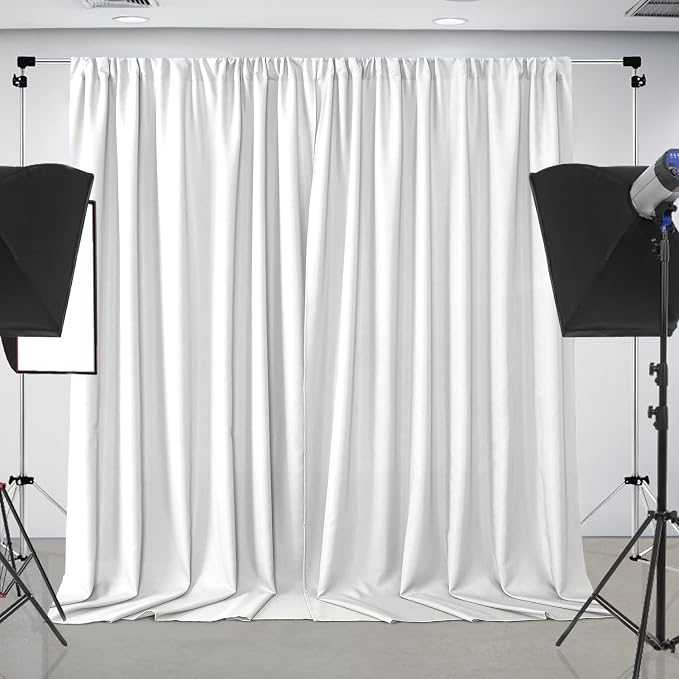 Joydeco White Backdrop Curtain for Parties, Wrinkle Free White Curtains Photo Backdrop for Wedding Decor, Birthday Party Graduation Baby Shower Photography(5ft x 8ft, 2 Panels) - Image 3
