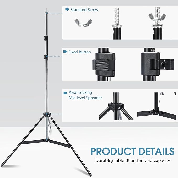 Photo Video Studio 10x7Ft (WxH) Adjustable Background Stand Backdrop Support System Kit with Carry Bag - Image 2