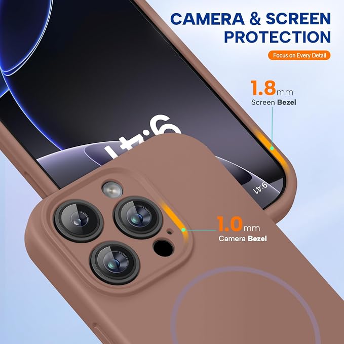 miracase Magnetic for iPhone 16 Pro Case, [Soft Anti-Scratch Microfiber Lining], Compatible with MagSafe, Liquid Silicone Case Shockproof Drop Protection Phone Case for 16 Pro,Chocolate | Compatible with MagSafe, Soft Microfiber Lining, Liquid Silicone... - Image 7