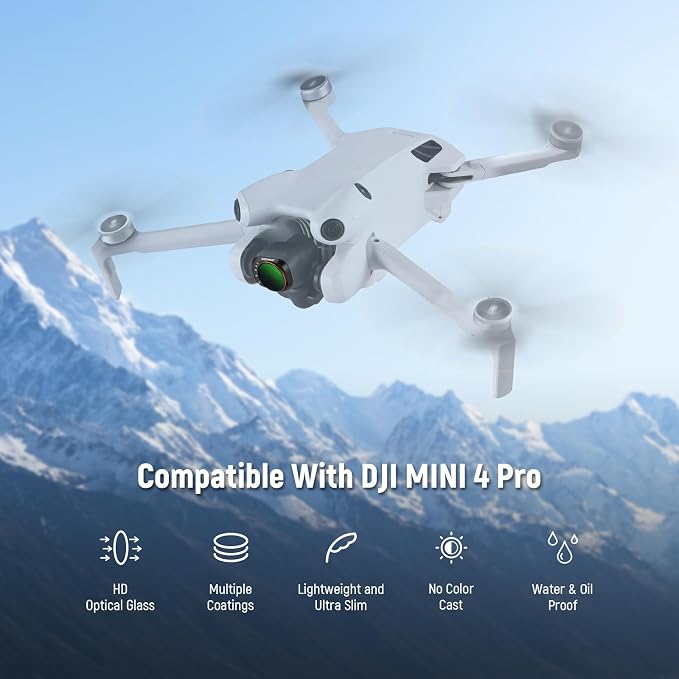 NEEWER Variable ND Filter Compatible with DJI Mini 4 Pro, ND2-32 1-5 Stops Snap On Multicoated HD Optical Glass Metal Slim Frame Drone Camera Lens Accessories for Aerial Photography Video Recording - Image 2