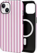 TPU Phone Case for iPhone 13, MagSafe Wireless Charging Compatible, Shockproof Slim Fit Protective Cover with Anti-Yellowing & Raised Camera Protection (Pink Stripe, iPhone 13) by Unknown