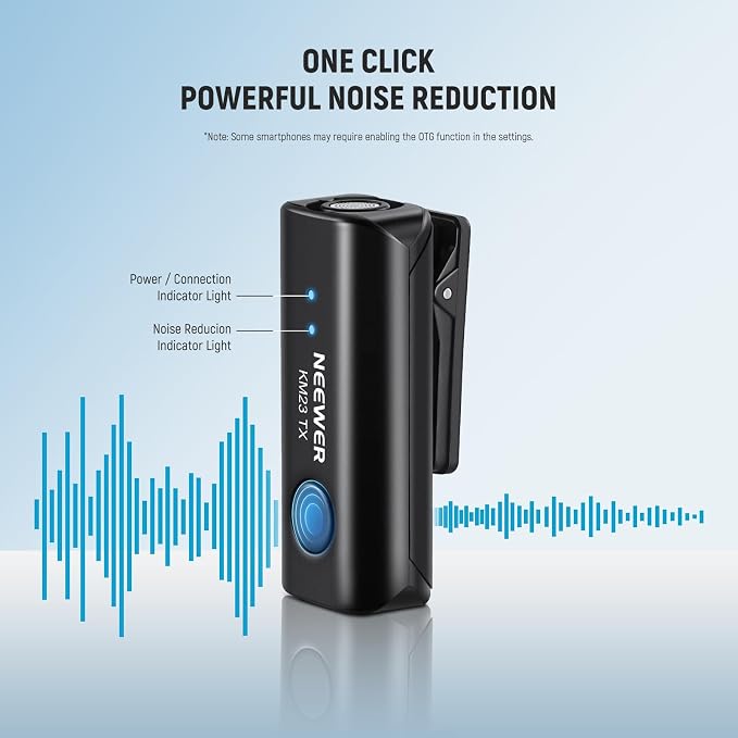 NEEWER Lavalier Wireless Microphone System, 1x USB C Receiver with OTG Adapter & 1x Noise Cancelling Omnidirectional Condenser Transmitter Compatible with iPhone 16 Pro Max S24 Ultra, KM23 - Image 3